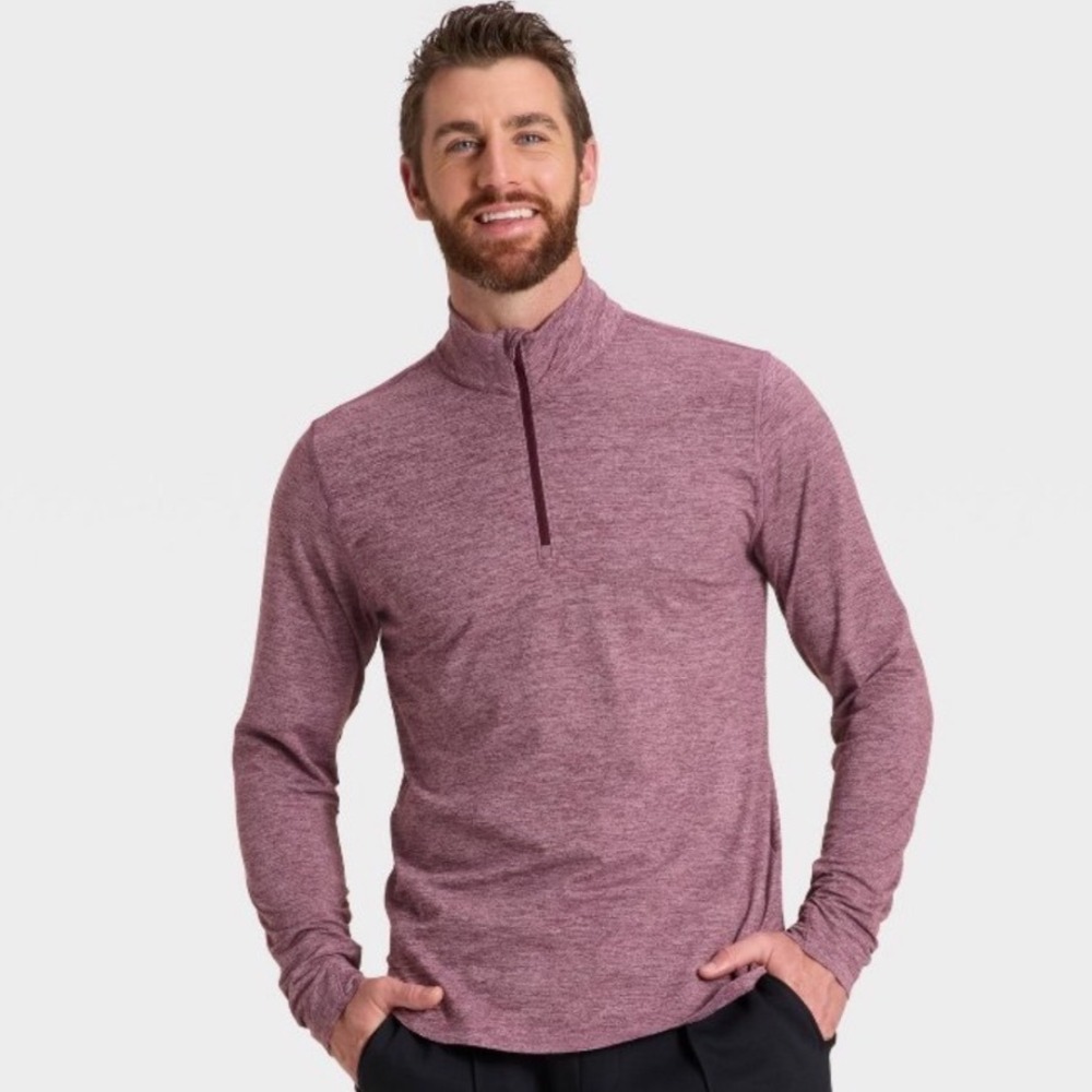 All in Motion Men's Soft Stretch 1/4 Zip Pullover Burgundy XL New With Tags